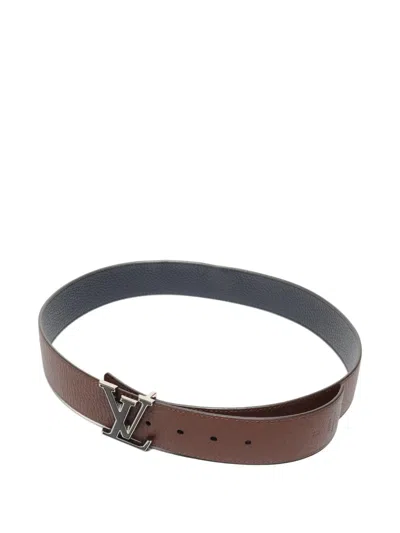 Pre-owned Louis Vuitton 2019 Lv Tilt Reversible Belt In Brown