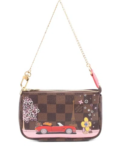 Pre-owned Louis Vuitton 2019 Mini Pochette Damier Èbene Shoulder Bag In Brown