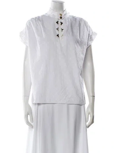 Pre-owned Louis Vuitton 2019 Mock Neck Blouse In White