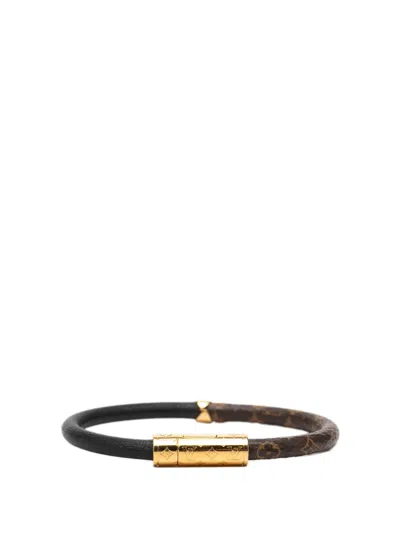 Pre-owned Louis Vuitton 2019 Monogram And Leather Confidential Bracelet Costume Bracelet In Brown