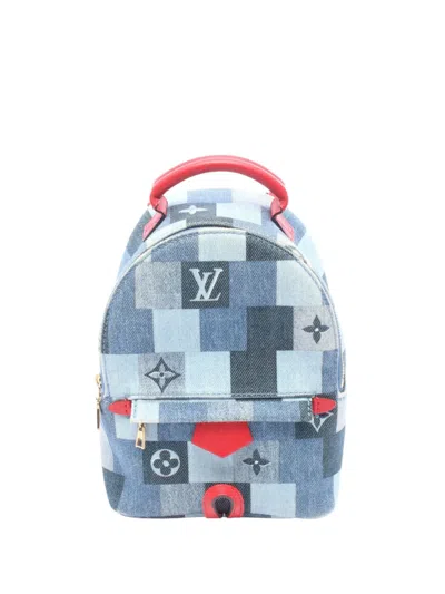 Pre-owned Louis Vuitton 2019 Monogram Denim Palm Springs Backpack In Blue
