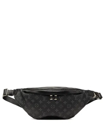 Pre-owned Louis Vuitton 2019 Monogram Eclipse Discovery Bumbag Pm Belt Bag In Black