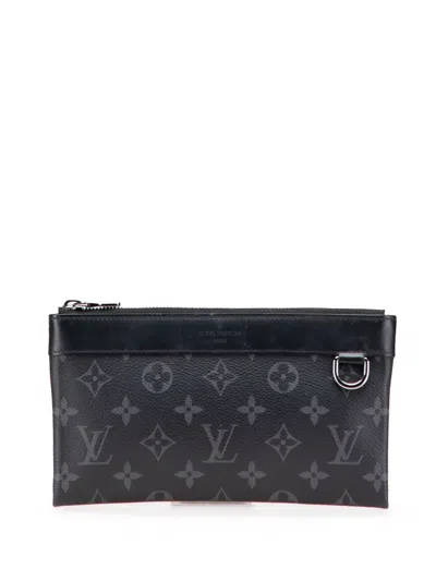 Pre-owned Louis Vuitton 2019 Monogram Eclipse Discovery Pochette Pm Pouch In Black