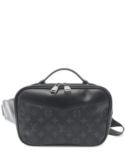 Pre-owned Louis Vuitton 2019 Monogram Eclipse Explorer Bumbag Belt Bag In Black