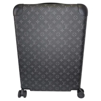 Pre-owned Louis Vuitton 2019 Monogram Eclipse Horizon 55 Rolling Suitcase Bag In Gray