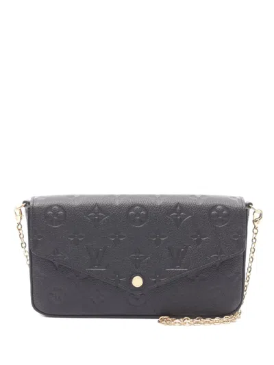Pre-owned Louis Vuitton 2019 Monogram Empreinte Chain Wallet In Black