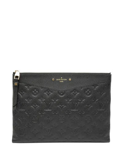 Pre-owned Louis Vuitton 2019 Monogram Empreinte Daily Pouch Clutch Bag In Black