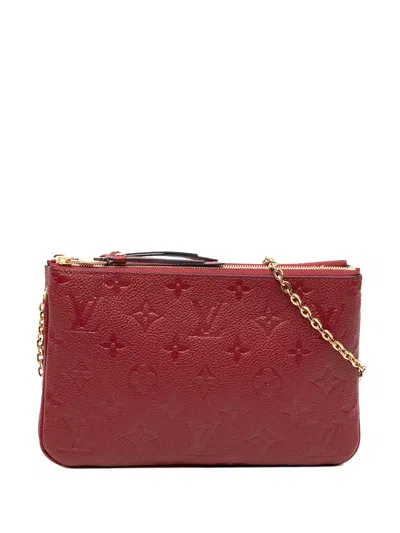 Pre-owned Louis Vuitton 2019 Monogram Empreinte Double Zip Pochette Crossbody Bag In Red