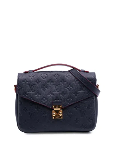 Pre-owned Louis Vuitton 2019 Monogram Empreinte Pochette Metis Satchel In Blue