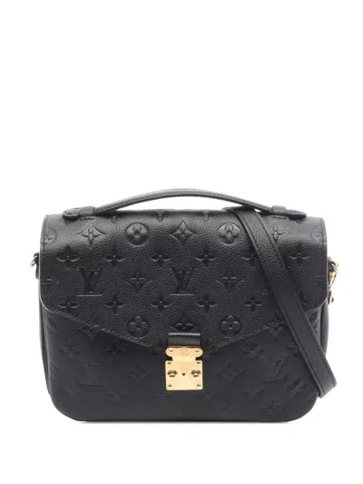 Pre-owned Louis Vuitton 2019 Monogram Empreinte Pochette Metis Satchel In Black