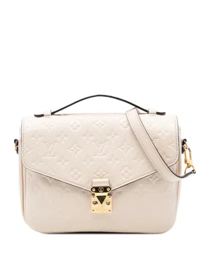 Pre-owned Louis Vuitton 2019 Monogram Empreinte Pochette Metis Satchel In Brown