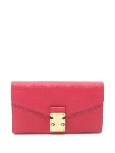 Pre-owned Louis Vuitton 2019 Monogram Empreinte Portefeuille Metis Wallet Long Wallets In Red