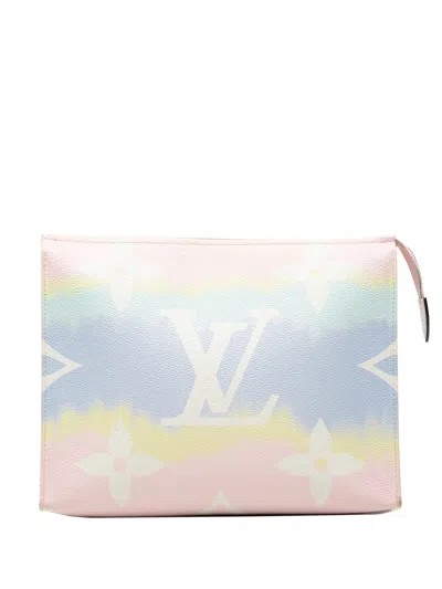Pre-owned Louis Vuitton 2019 Monogram Escale Toiletry Pouch 26 Clutch Bag In Pink