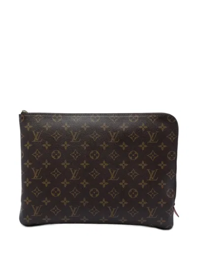 Pre-owned Louis Vuitton 2019 Monogram Etui Voyage Gm Clutch Bag In Brown