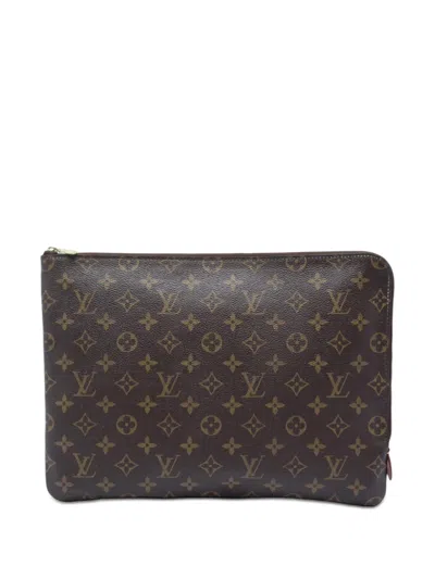 Pre-owned Louis Vuitton 2019 Monogram Etui Voyage Mm Clutch Bag In Brown