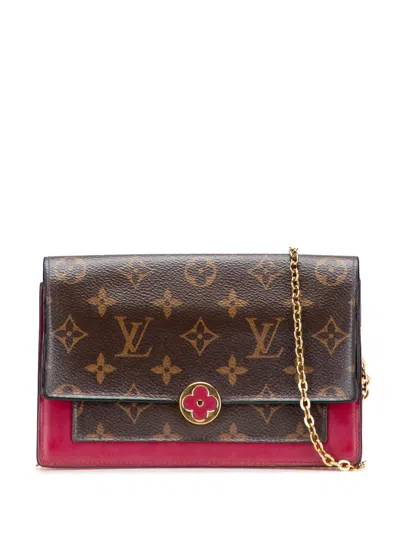Pre-owned Louis Vuitton 2019 Monogram Flore Wallet On Chain Crossbody Bag In Brown