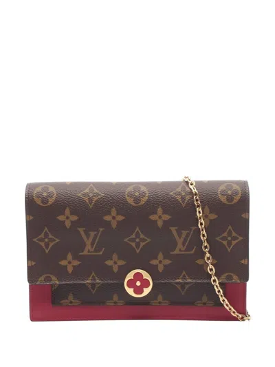 Pre-owned Louis Vuitton 2019 Monogram Flore Wallet On Chain Crossbody Bag In Brown