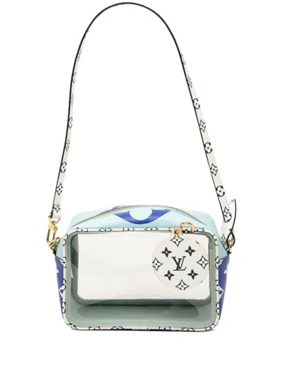 Pre-owned Louis Vuitton 2019 Monogram Giant Beach Pouch Shoulder Bag In Blue