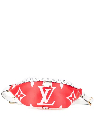 Pre-owned Louis Vuitton 2019 Monogram Giant Bumbag Belt Bag In Red