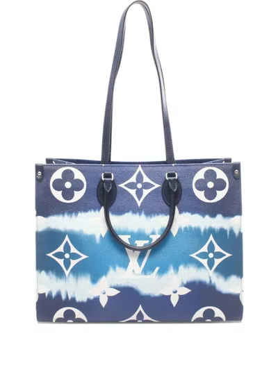 Pre-owned Louis Vuitton 2019 Monogram Giant Escale Onthego Gm Satchel In Blue