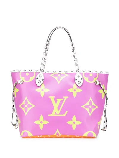Pre-owned Louis Vuitton 2019 Monogram Giant Neverfull Mm Tote Bag In Purple