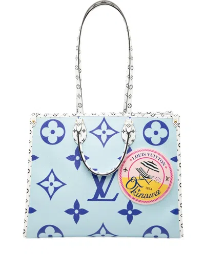 Pre-owned Louis Vuitton 2019 Monogram Giant Okinawa Onthego Gm Satchel In Blue