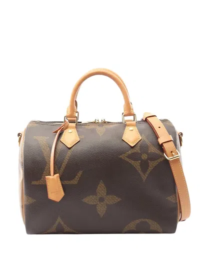 Pre-owned Louis Vuitton 2019 Monogram Giant Speedy Bandouliere 30 Satchel In Brown