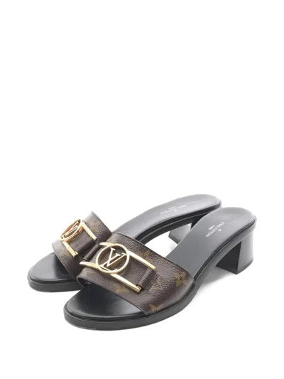 Pre-owned Louis Vuitton 2019 Monogram Logo Sandals In Brown