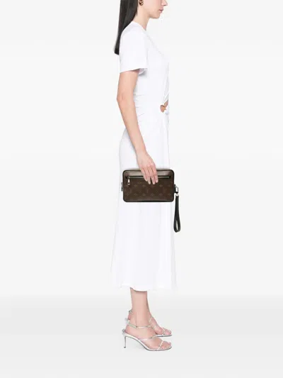 Pre-owned Louis Vuitton 2019 Monogram Macassar Kasai Clutch Bag In Brown