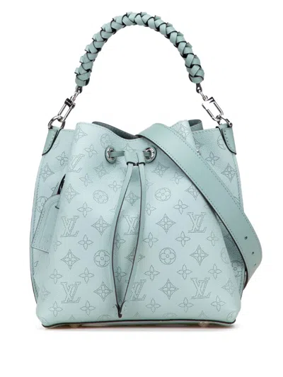 Pre-owned Louis Vuitton 2019 Monogram Mahina Muria Satchel In Blue