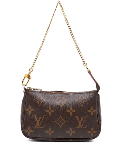Pre-owned Louis Vuitton 2019 Monogram Mini Pochette Accessoires Handbag In Brown