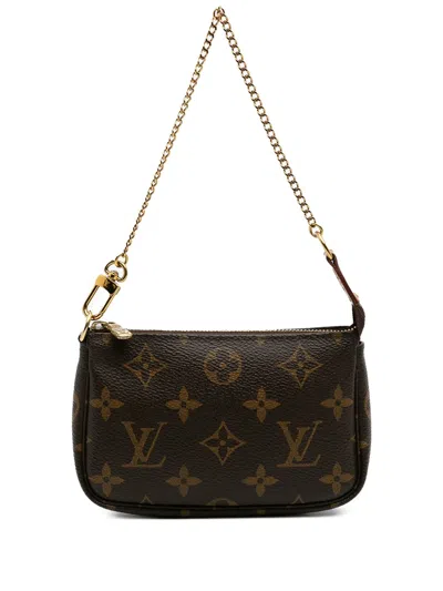 Pre-owned Louis Vuitton 2019 Monogram Mini Pochette Accessoires Handbag In Brown