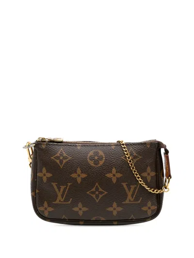 Pre-owned Louis Vuitton 2019 Monogram Mini Pochette Accessoires Handbag In Brown