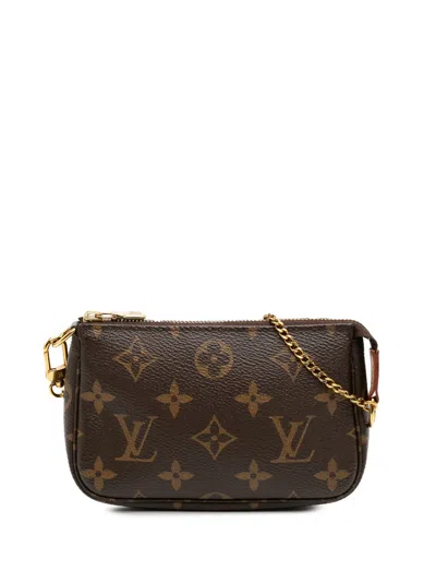 Pre-owned Louis Vuitton 2019 Monogram Mini Pochette Accessoires Handbag In Brown
