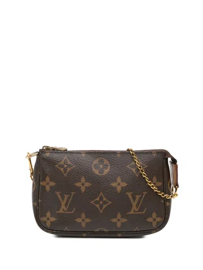 Pre-owned Louis Vuitton 2019 Monogram Mini Pochette Accessoires Handbag In Brown