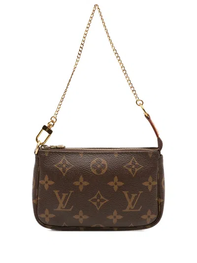 Pre-owned Louis Vuitton 2019 Monogram Mini Pochette Accessoires Handbag In Brown