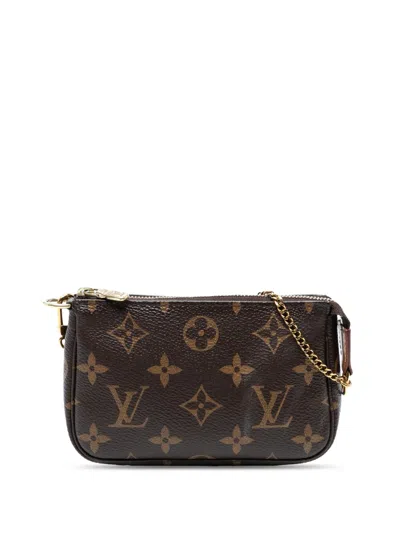 Pre-owned Louis Vuitton 2019 Monogram Mini Pochette Accessoires Handbag In Brown