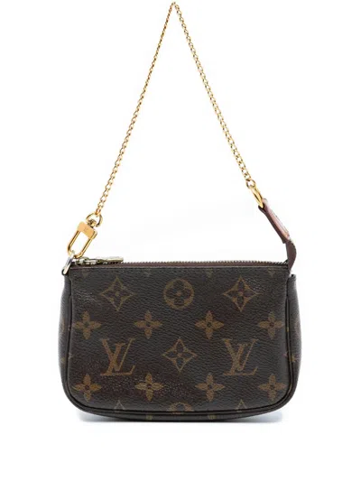 Pre-owned Louis Vuitton 2019 Monogram Mini Pochette Accessoires Handbag In Brown