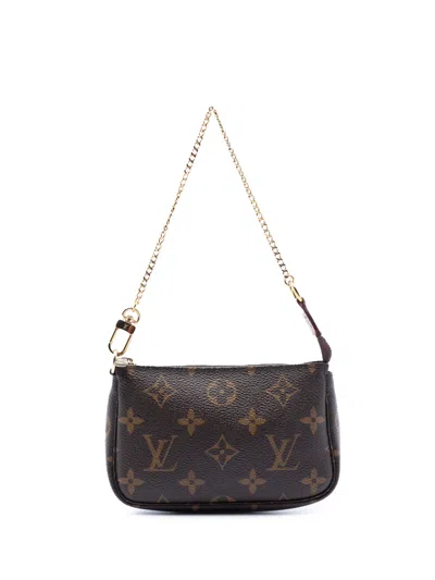 Pre-owned Louis Vuitton 2019 Monogram Mini Pochette Accessoires Handbag In Brown