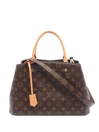 Pre-owned Louis Vuitton 2019 Monogram Montaigne Mm Satchel In Brown