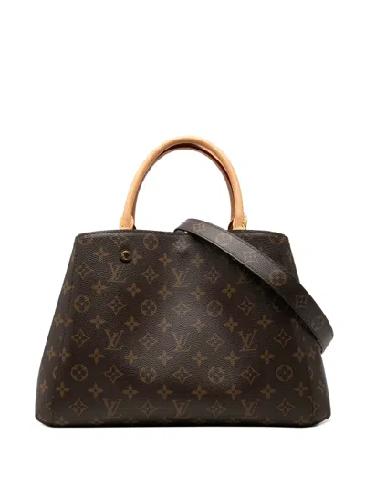 Pre-owned Louis Vuitton 2019 Monogram Montaigne Mm Satchel In Brown
