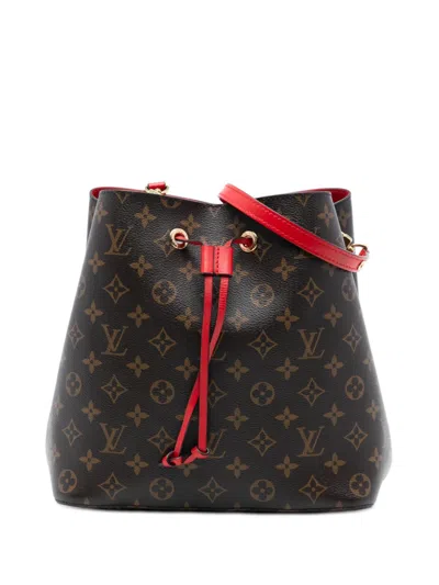 Pre-owned Louis Vuitton 2019 Monogram Neonoe Mm Bucket Bag In Brown