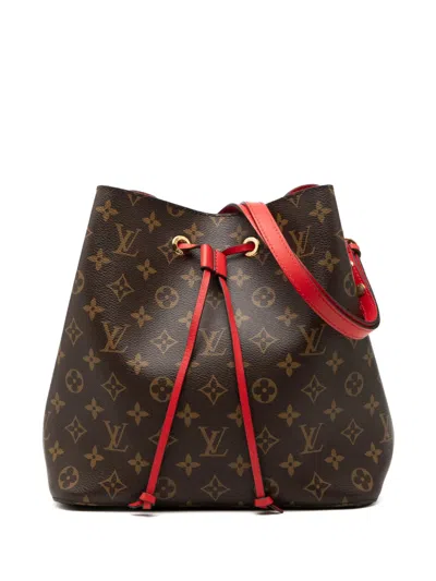Pre-owned Louis Vuitton 2019 Monogram Neonoe Mm Bucket Bag In Brown