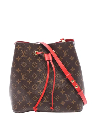 Pre-owned Louis Vuitton 2019 Monogram Neonoe Mm Bucket Bag In Brown