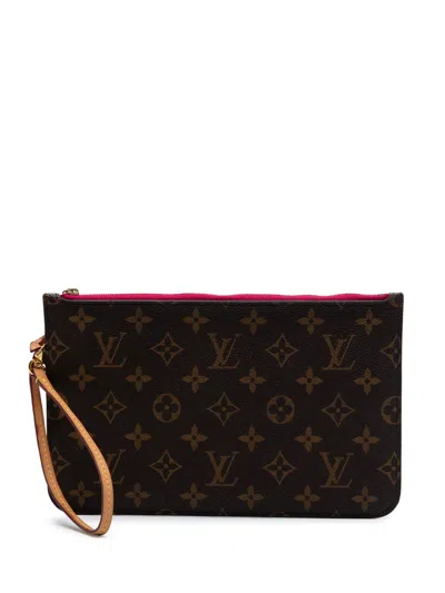 Pre-owned Louis Vuitton 2019 Monogram Neverfull Mm Pouch In Brown