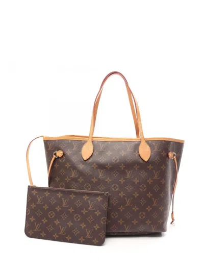 Pre-owned Louis Vuitton 2019 Monogram Neverfull Mm Tote Bag In Brown
