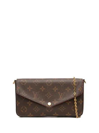 Pre-owned Louis Vuitton 2019 Monogram Pochette Felicie Crossbody Bag In Brown