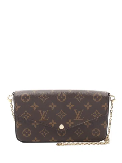 Pre-owned Louis Vuitton 2019 Monogram Pochette Felicie Crossbody Bag In Brown