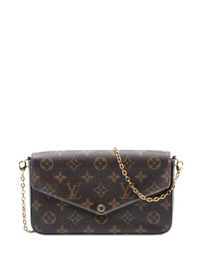 Pre-owned Louis Vuitton 2019 Monogram Pochette Felicie Crossbody Bag In Brown