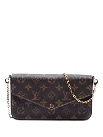 Pre-owned Louis Vuitton 2019 Monogram Pochette Felicie Crossbody Bag In Brown